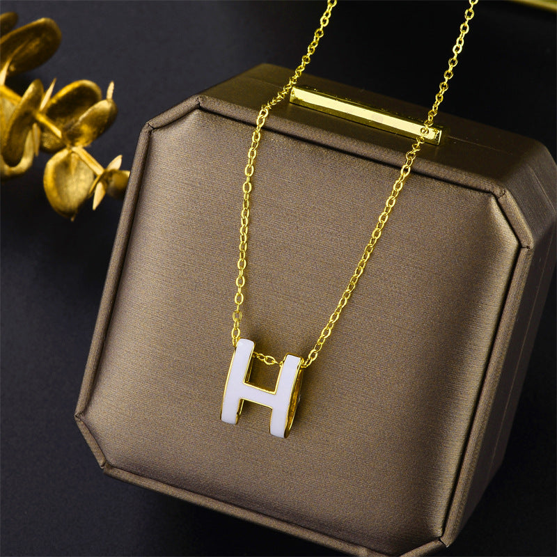 Chic H Letter Pendant Titanium Necklace