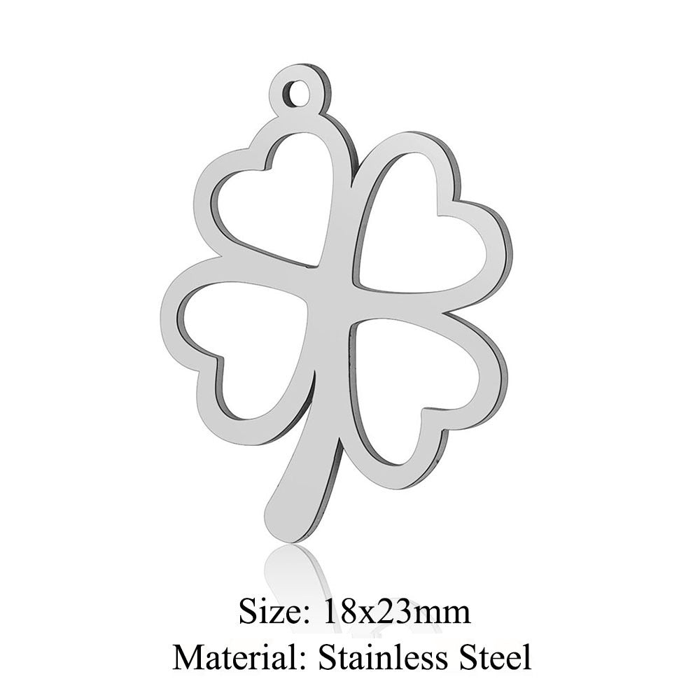 5 pcs/bag leaf flower titanium steel pendant four-leaf clover