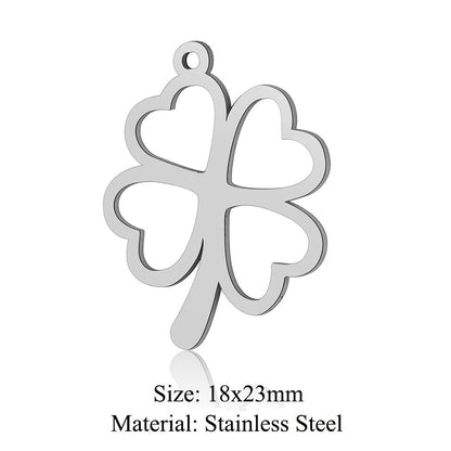 5 pcs/bag leaf flower titanium steel pendant four-leaf clover