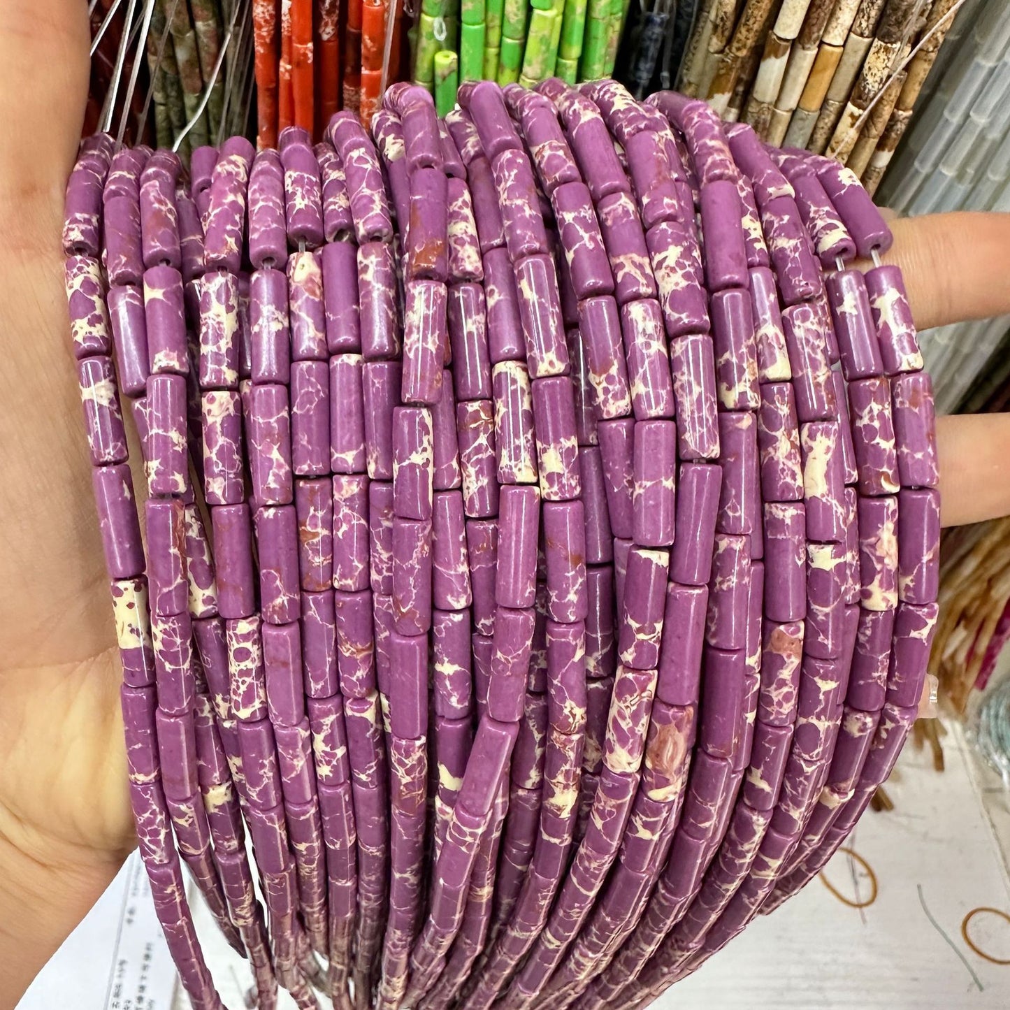 4*13MM natural stone crystal cylindrical spacer beads