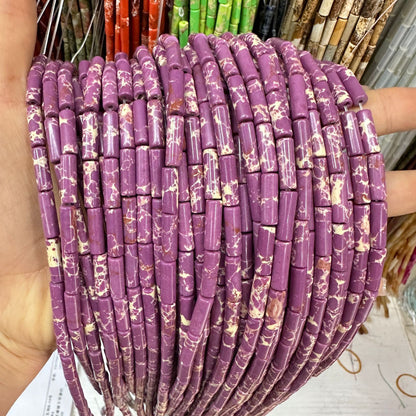 4*13MM natural stone crystal cylindrical spacer beads