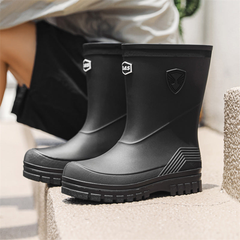 Rain shoes men's medium tube versatile thick sole