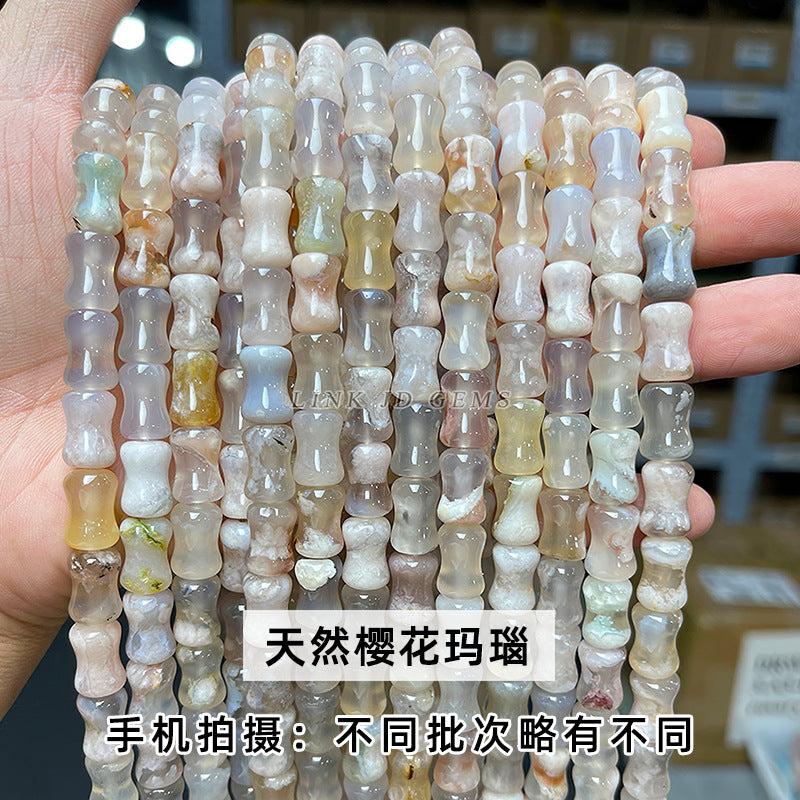 8 * 12Mm natural cherry blossom agate bamboo loose beads