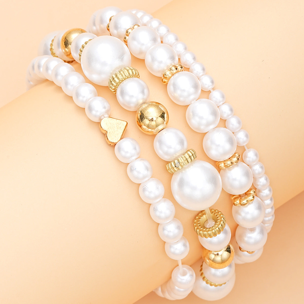 Milk White Pearl Love Bracelet Set