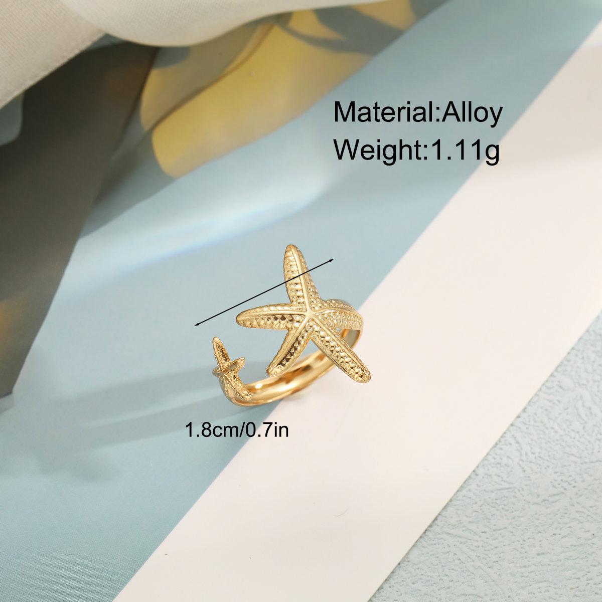 Adjustable Starfish Shell Ring Set