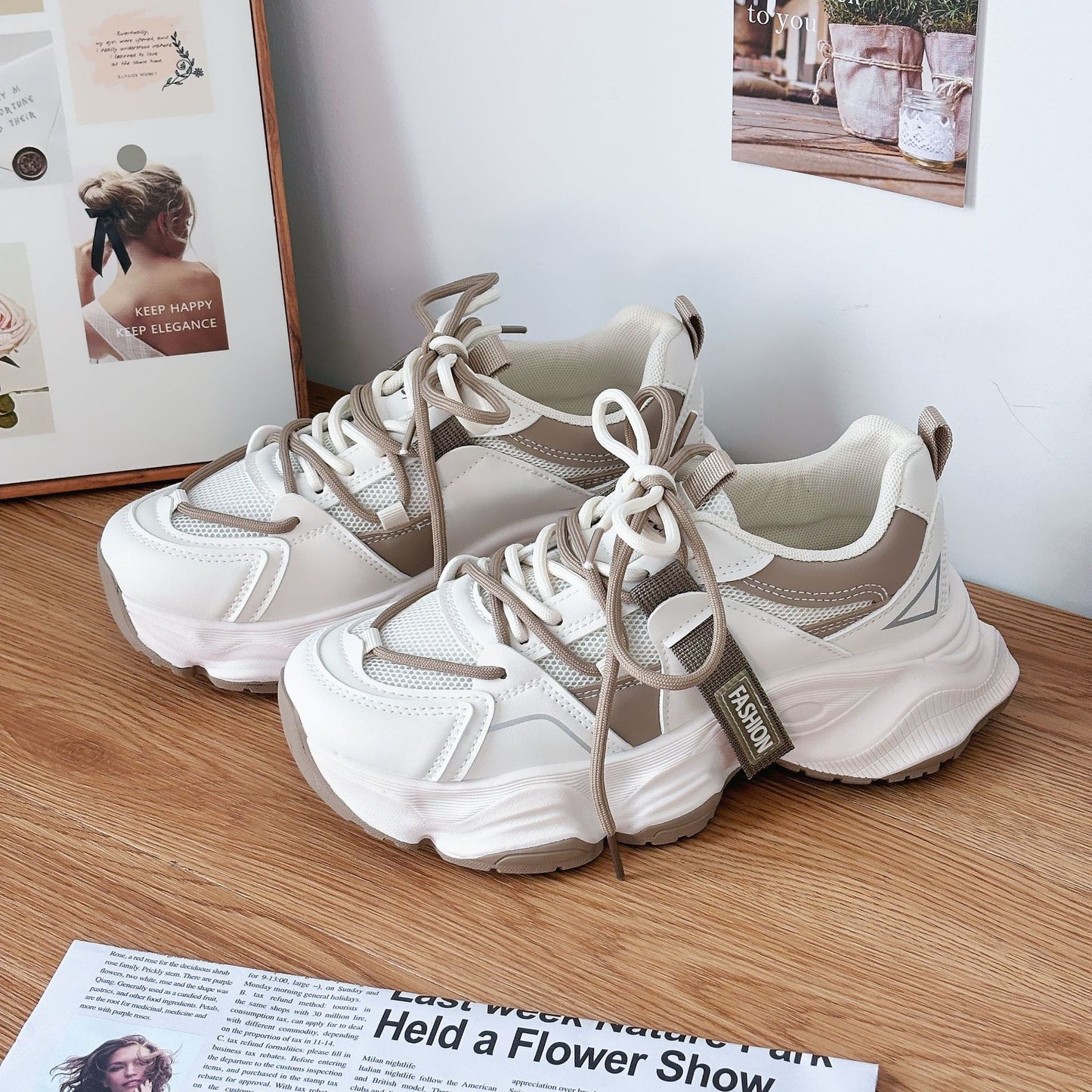 Zapatillas casual de mujer de suela gruesa zapatos de moda versátiles 