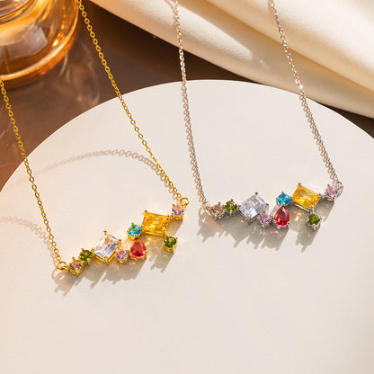 Colar de gota de zircão colorido doce, simples e chique 
