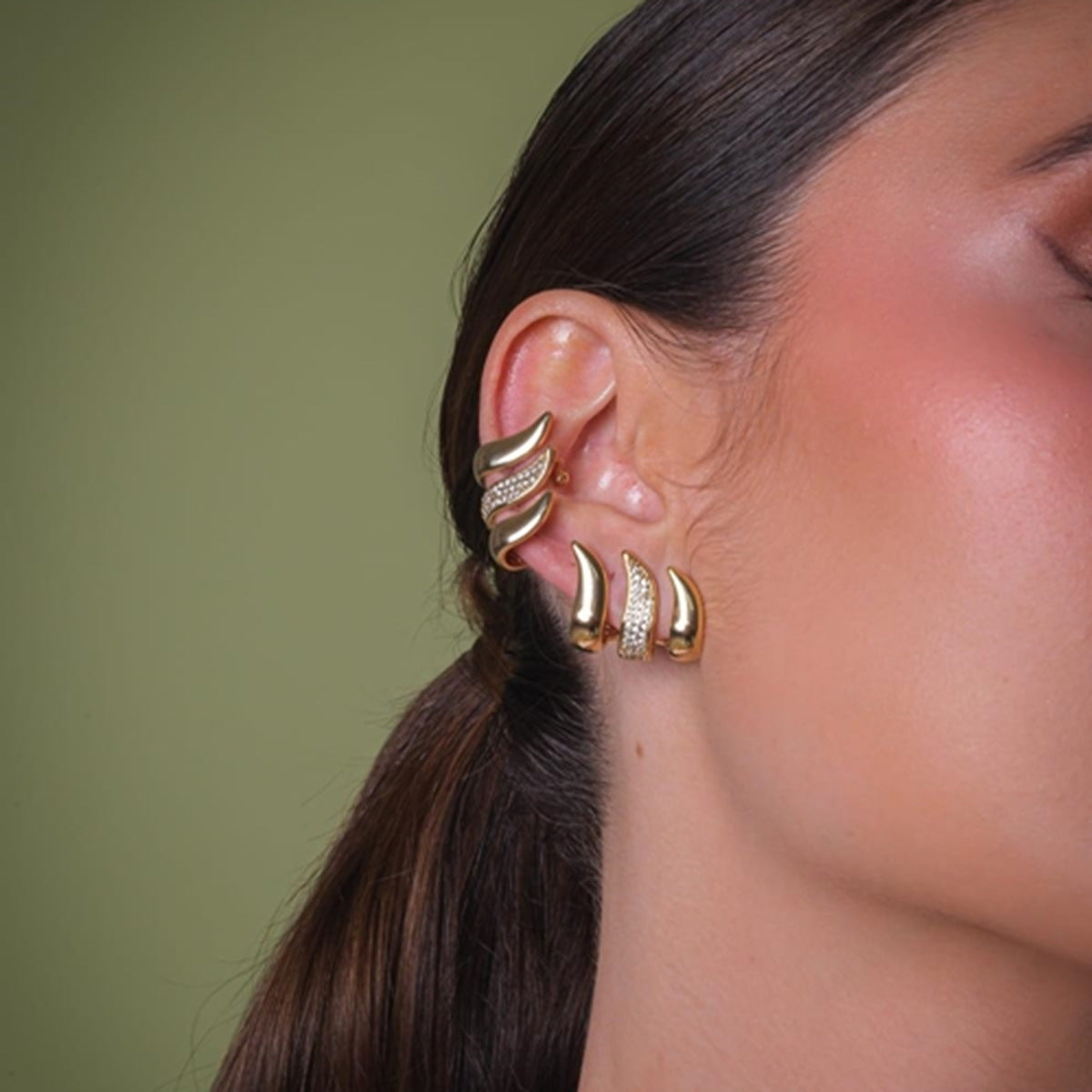 Pendientes de plumas de diamantes de imitación 