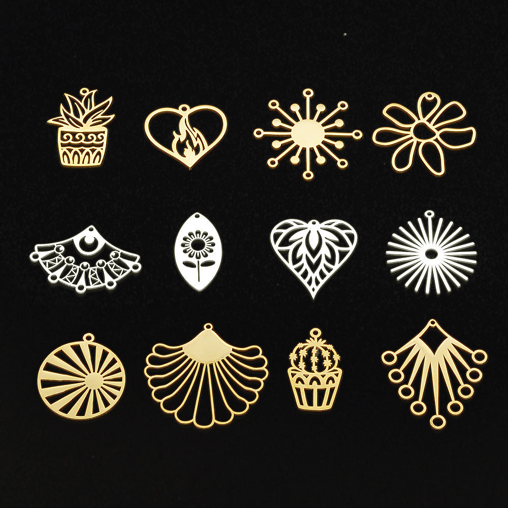 5 pcs/bag Fan-shaped flower geometric pendant