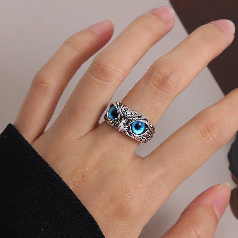 Vintage Blue Eye Owl Ring