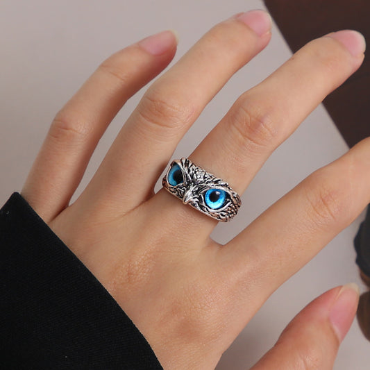 Vintage Blue Eye Owl Ring