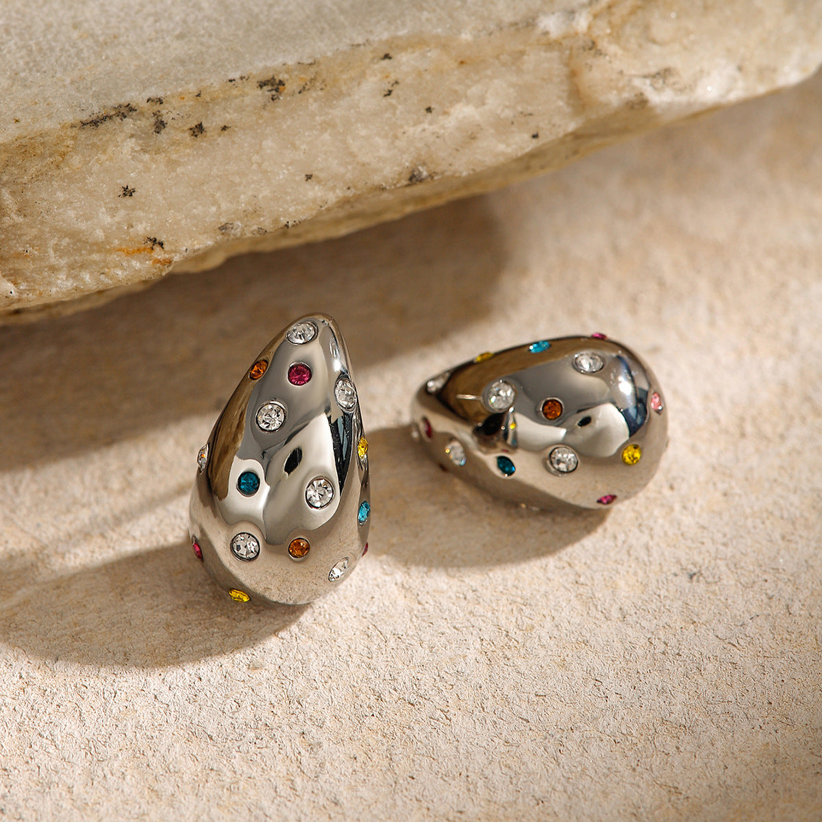 Colorful rhinestone teardrop earrings