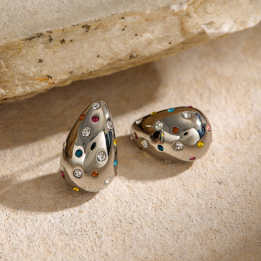 Colorful rhinestone teardrop earrings