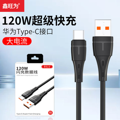 Cable de carga rápida de 120 W tipo C para Huawei y Apple con embalaje 