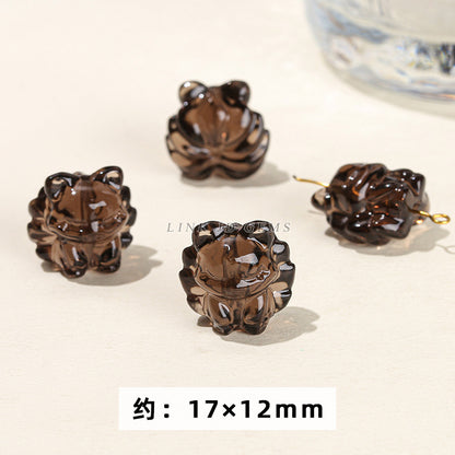 Obsidian carving ice obsidian nine-tailed fox loose beads