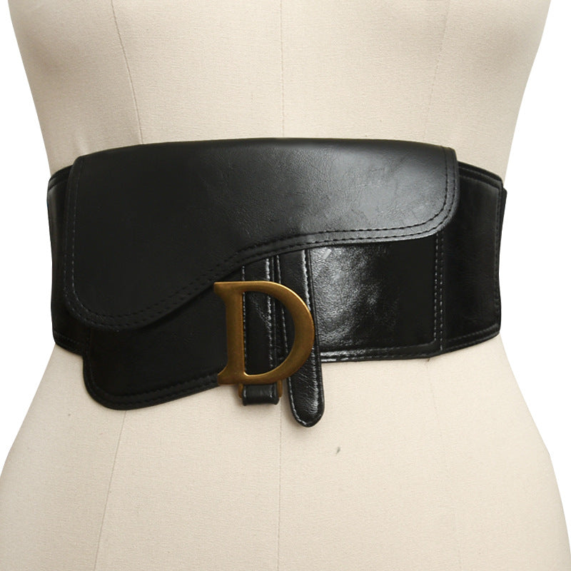 Saddle Bag Letter Elastic Wide Belt