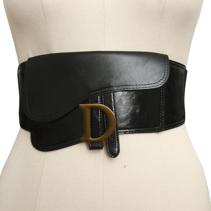 Saddle Bag Letter Elastic Wide Belt