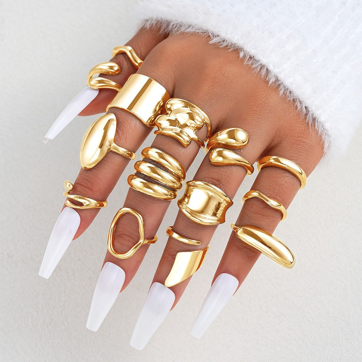 14-Piece Irregular Curved Ring Set