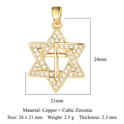 Colgante de cobre y circonita con forma de sol, luna y estrellas 