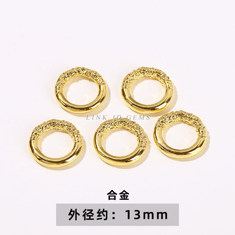 14/18K gold nine-character needle ball needle flower holder copper ring heart shape