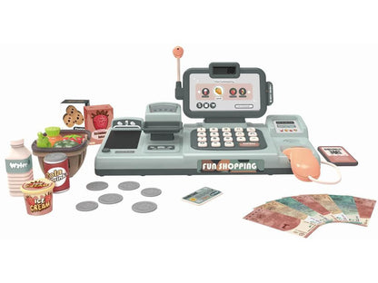 Caja registradora de supermercado para niños, juguete con simulación de pago por teléfono móvil, mostrador de cajero multifuncional, juego de simulación para niñas 
