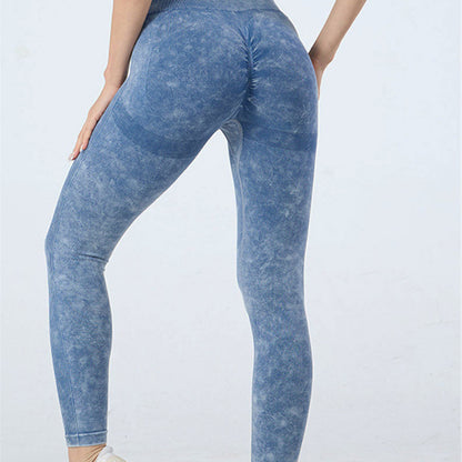 Pantalones de yoga sexys sin costuras con lavado, pantalones deportivos y de fitness 