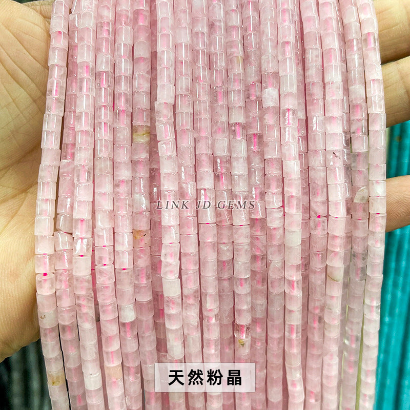 4X4mm powder crystal jade round tube loose beads