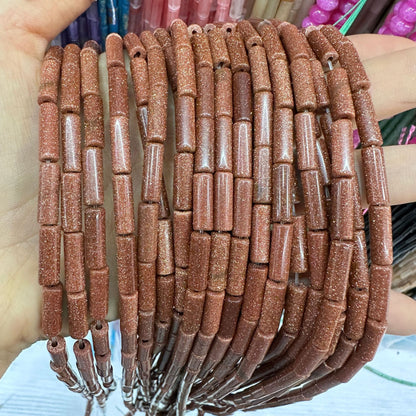 4*13MM natural stone crystal cylindrical spacer beads