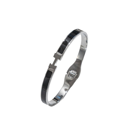 Pulseira de aço inoxidável com letra H, tendência da moda 
