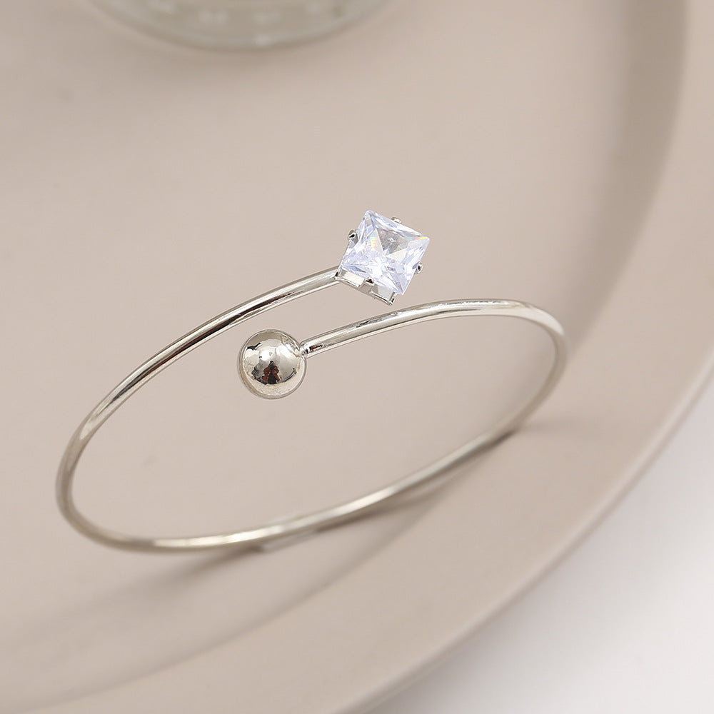 Diamond Square Open Bracelet