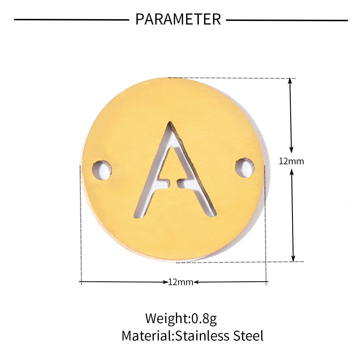 20 pcs/pack gold 26 letter titanium steel pendant