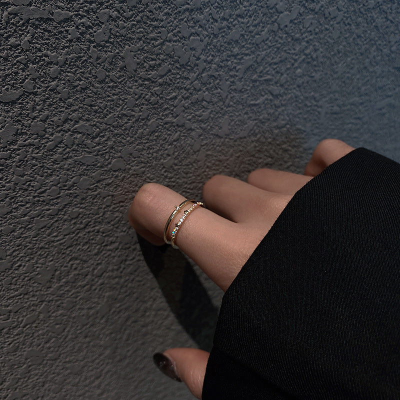 Women's Double Star Zircon Open Adjustable Ring