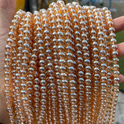 Electroplated champagne crystal glass beads loose beads