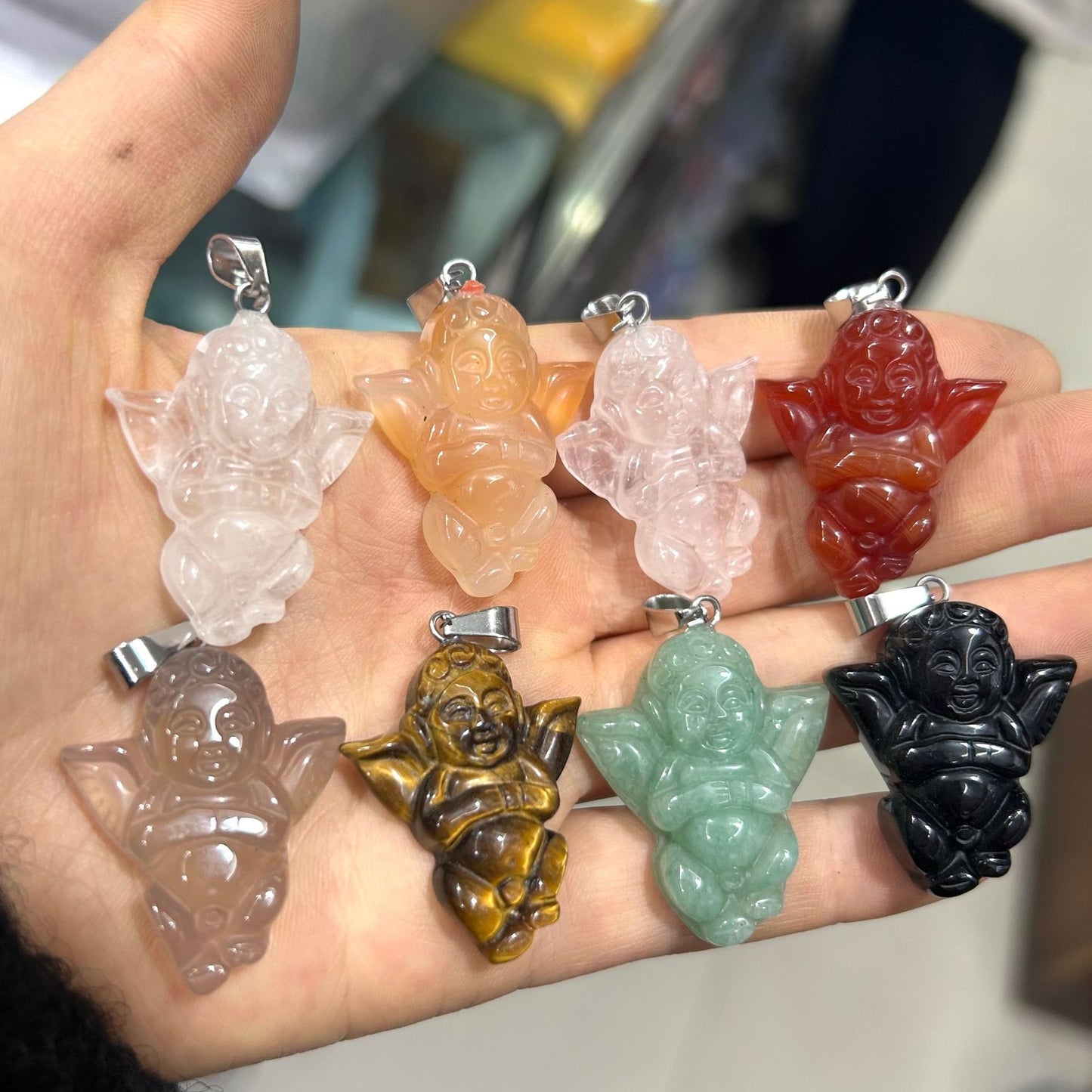 Engraved Cupid Angel Necklace Pendant