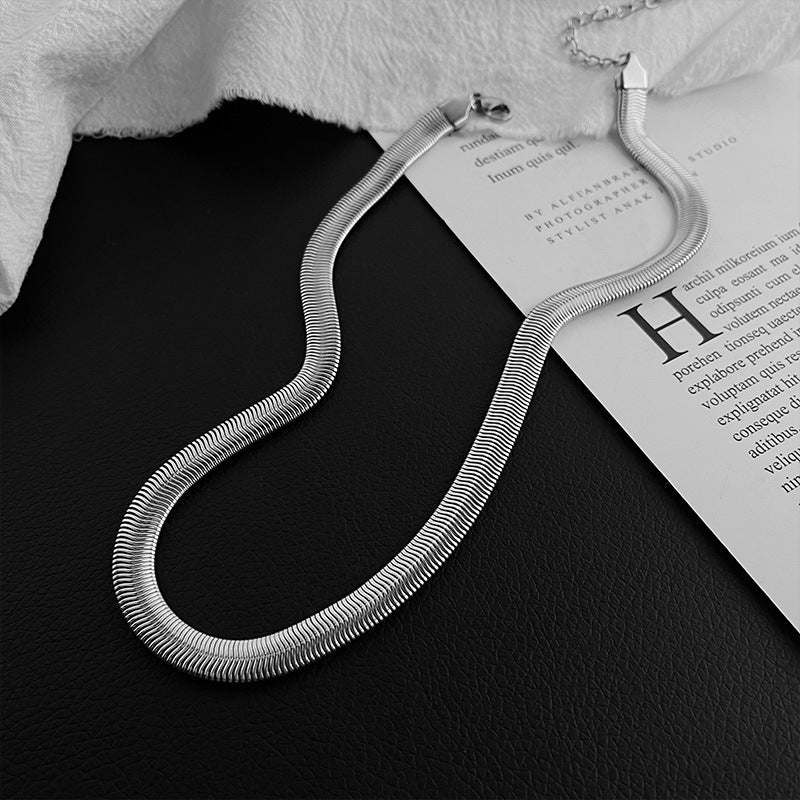 Women's Wide Soft Snake-Chain Titanium-Steel Collarbone Necklace