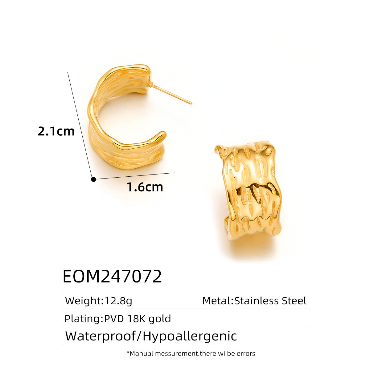 18K Gold Titanium Steel Stud Earrings