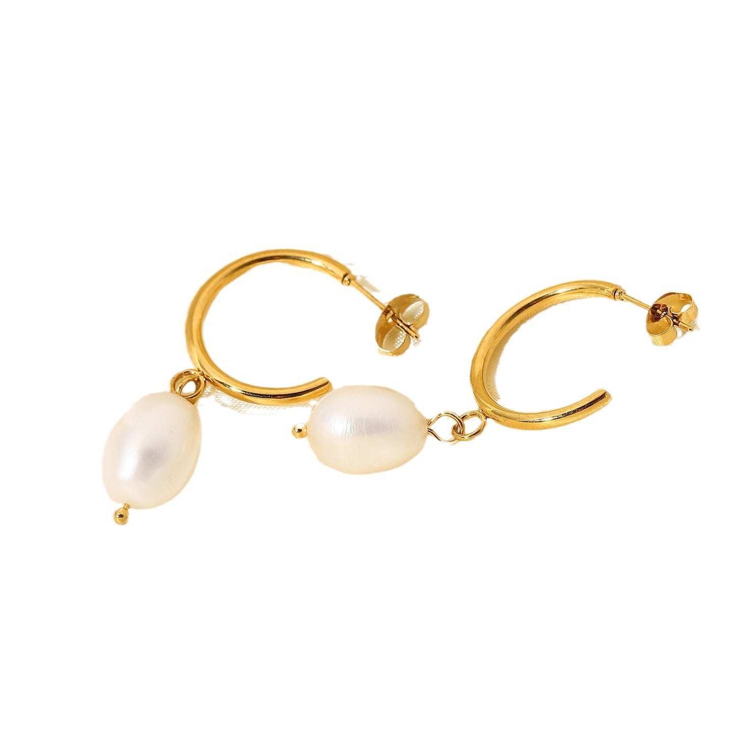 Stainless Steel Natural Bead Earrings