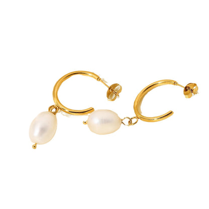 Stainless Steel Natural Bead Earrings