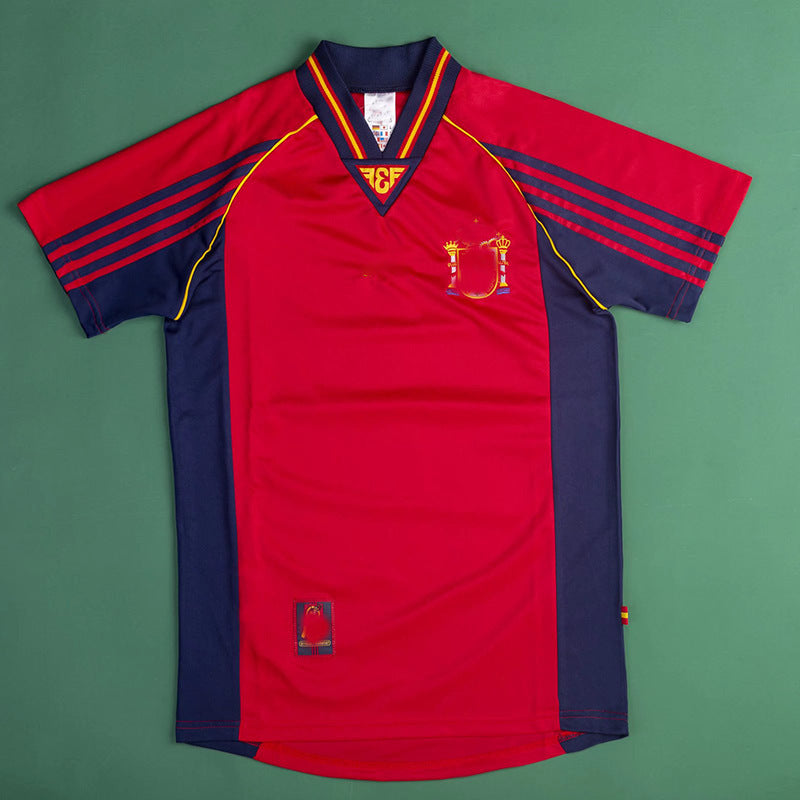 1998 World Cup Spain Retro Home Short Sleeve 10 Ra¨²l Guerrero Jersey