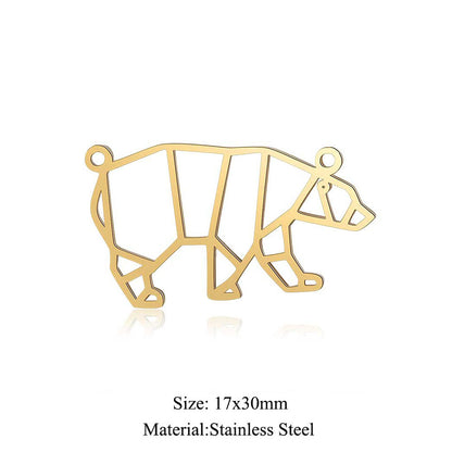 5 pcs/titanium steel large accessories paper-cut animal pendant