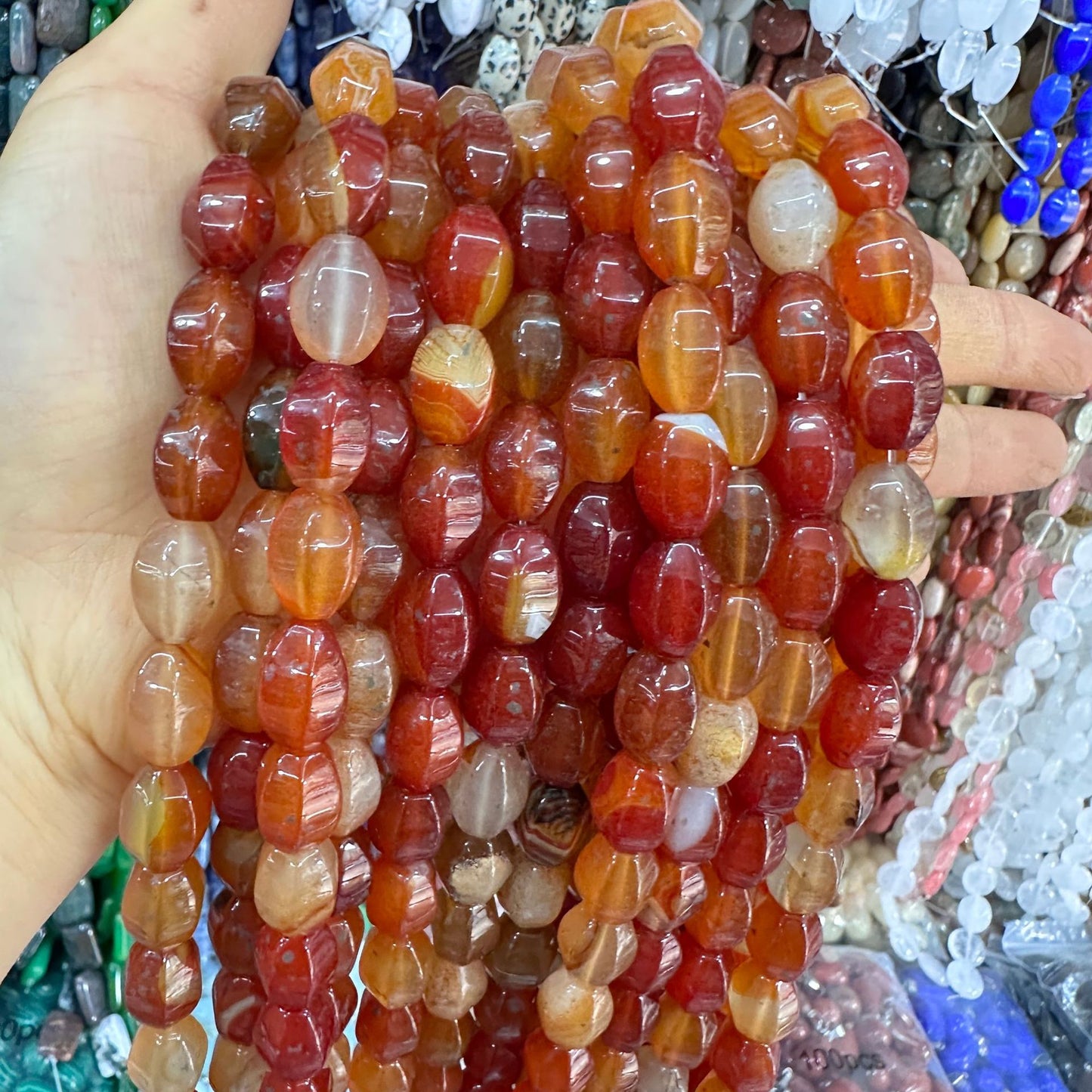 Cristal 28pcs contas de arroz hexagonais 10*14MM contas soltas 