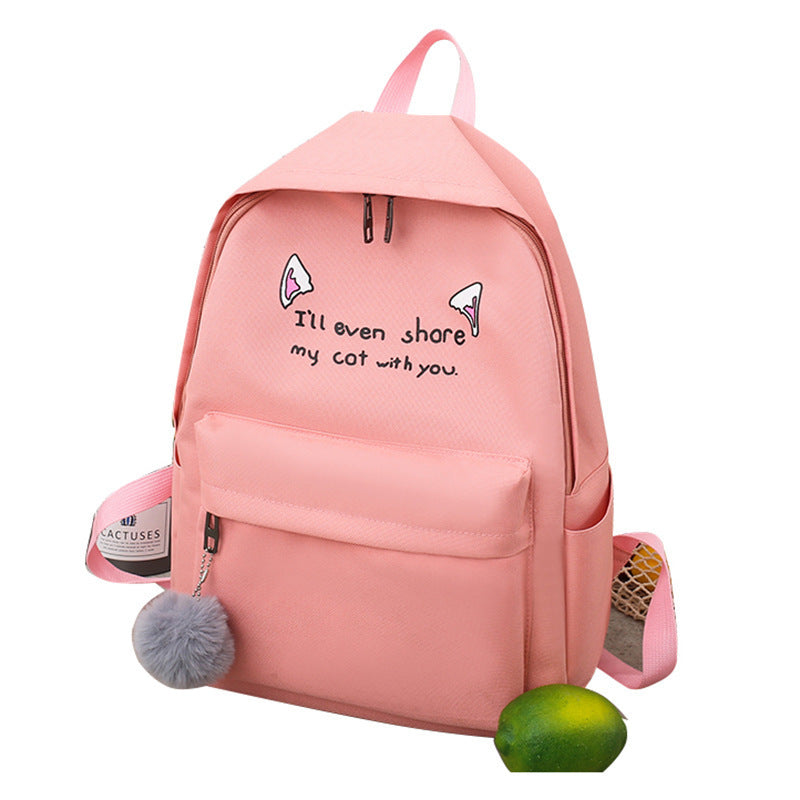Four-piece canvas cat ear backpack
