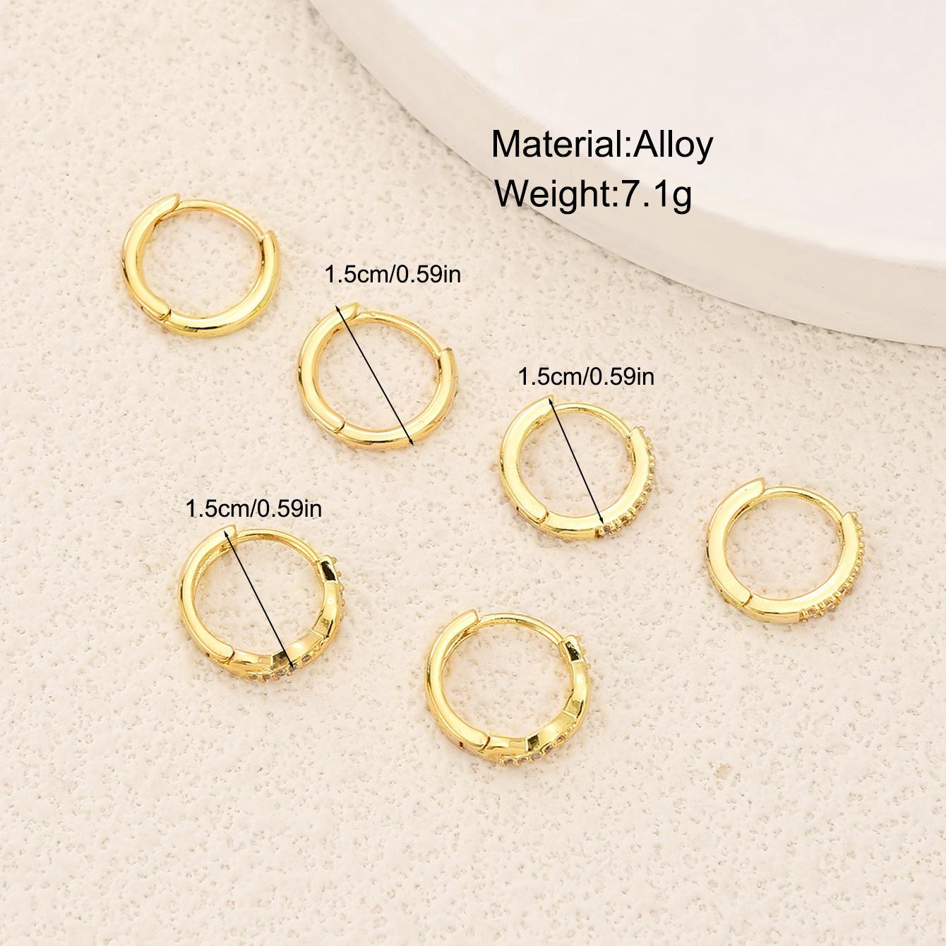Gold Plated Geometric Zircon Earring Set