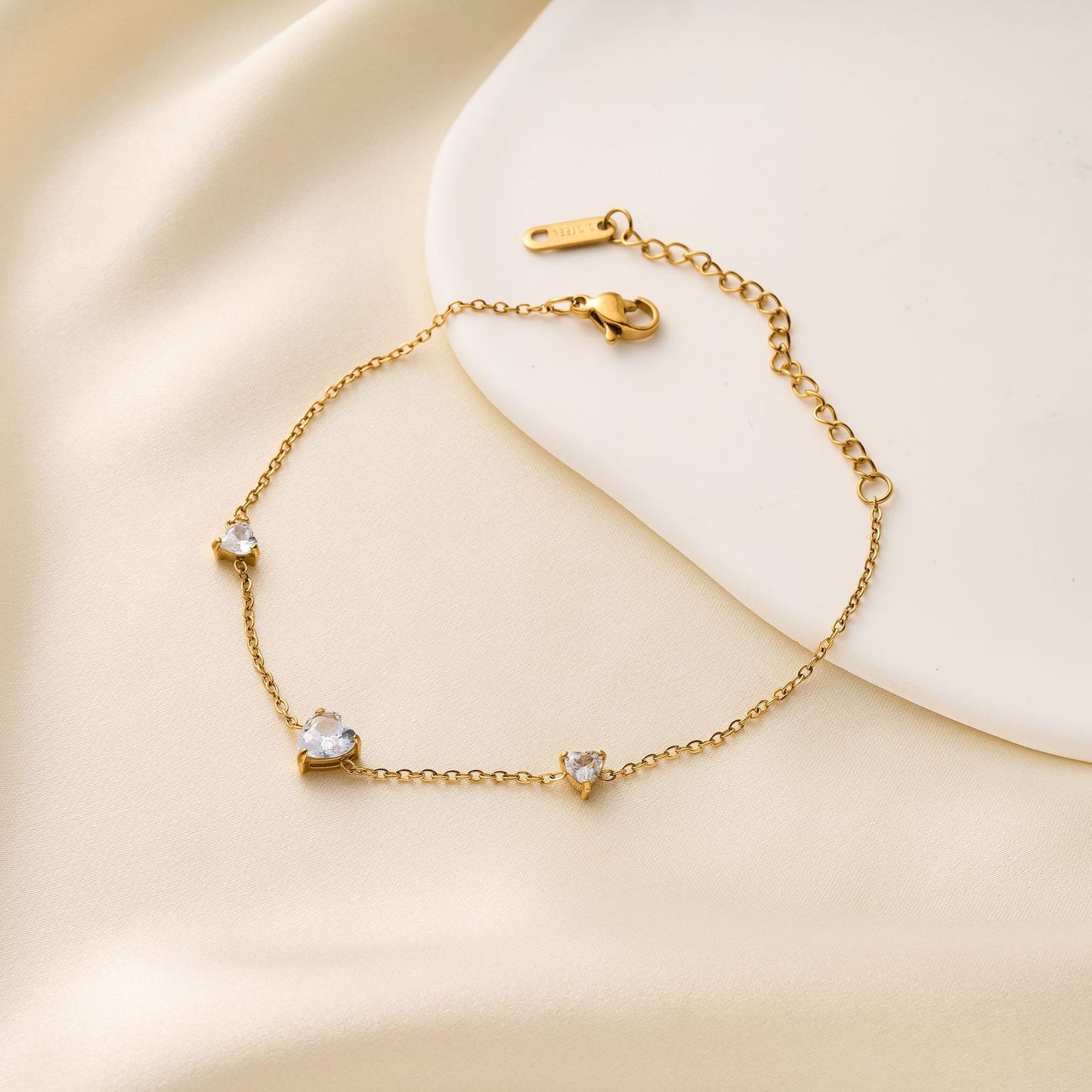 Stainless Steel Zircon Triangle Bracelet