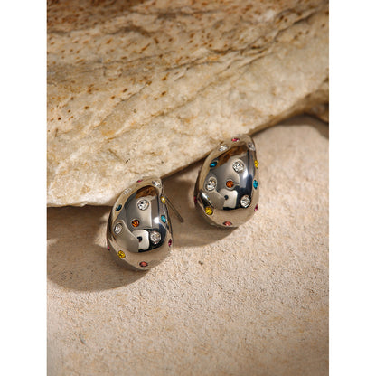 Colorful rhinestone teardrop earrings