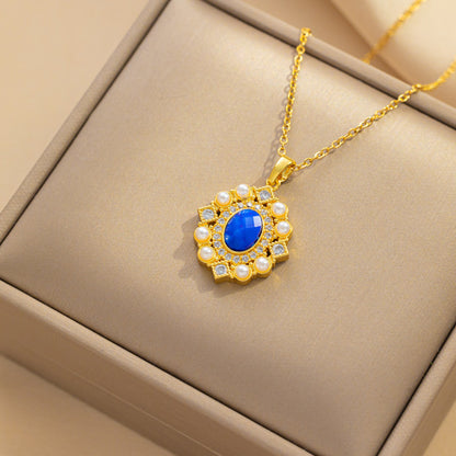 Collar de moda con colgantes de corazón, luna y estrella, acero titanio 