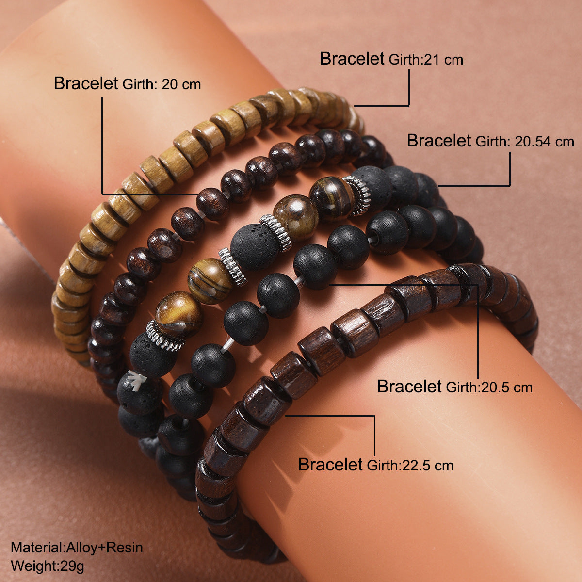 Men's Beaded Wooden Bracelet