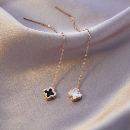 Four-leaf clover titanium steel ear buckle