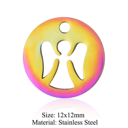 5 pcs/titanium steel jewelry angel sun yin pendant