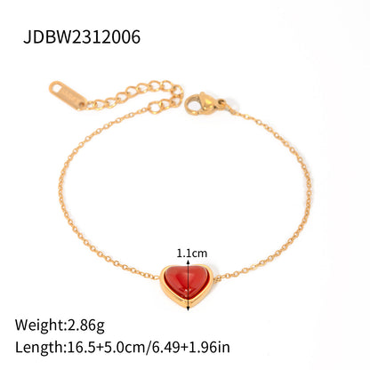 Red agate heart bracelet